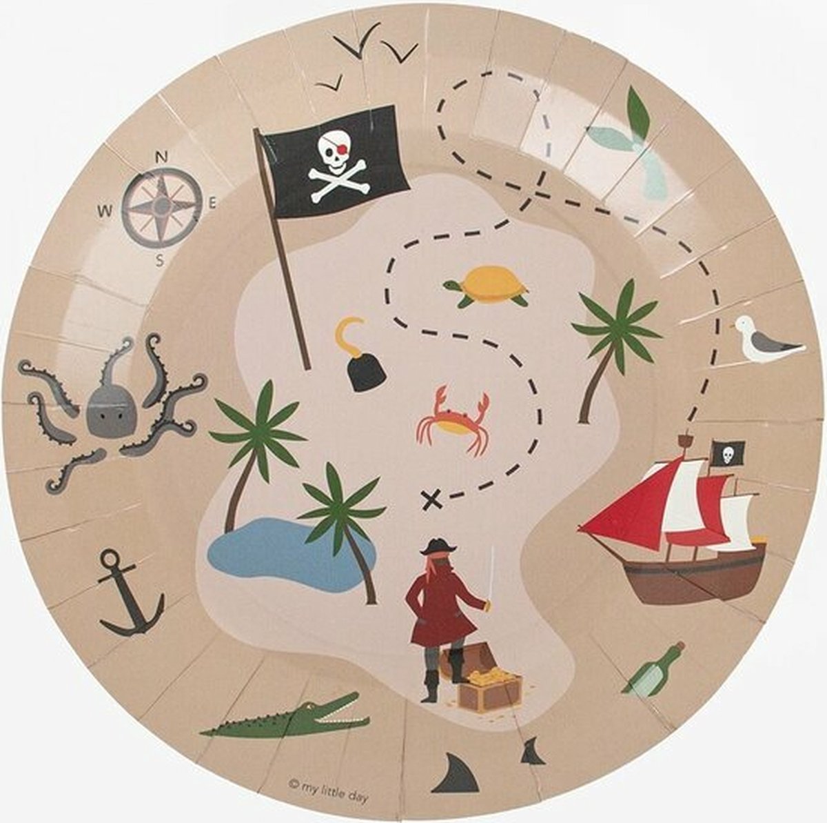 Papieren Bordjes Piraat - 8 stuks - 22 centimeter - pirate - piraten - pirates of the Caribbean