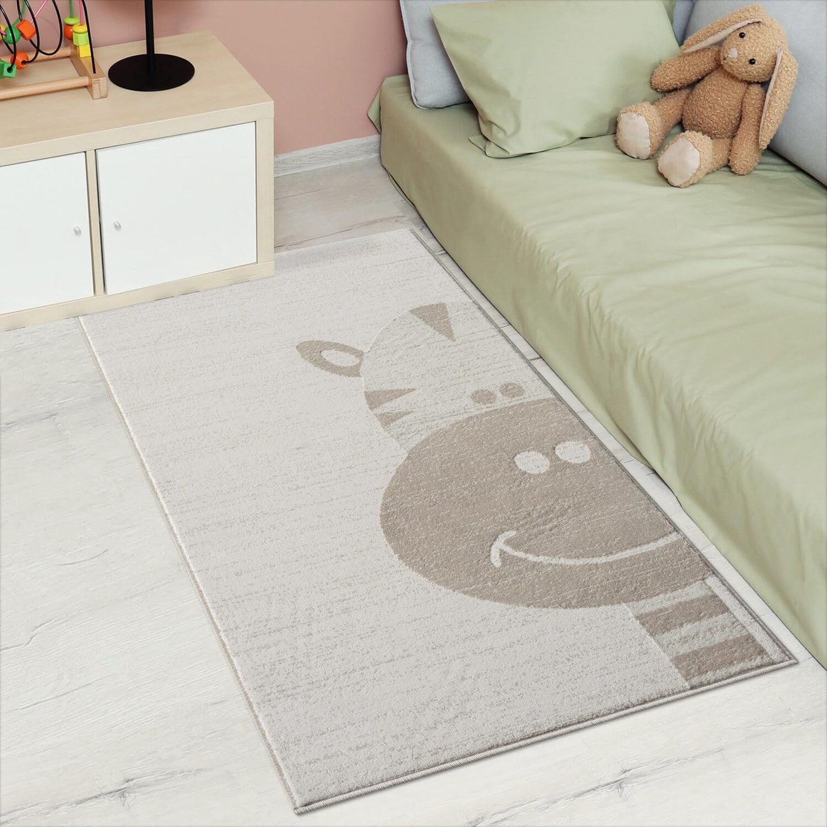 My Ninki ® Speels en Zacht Kindertapijt met Giraffe Motief - Crème Beige - 80x150 cm