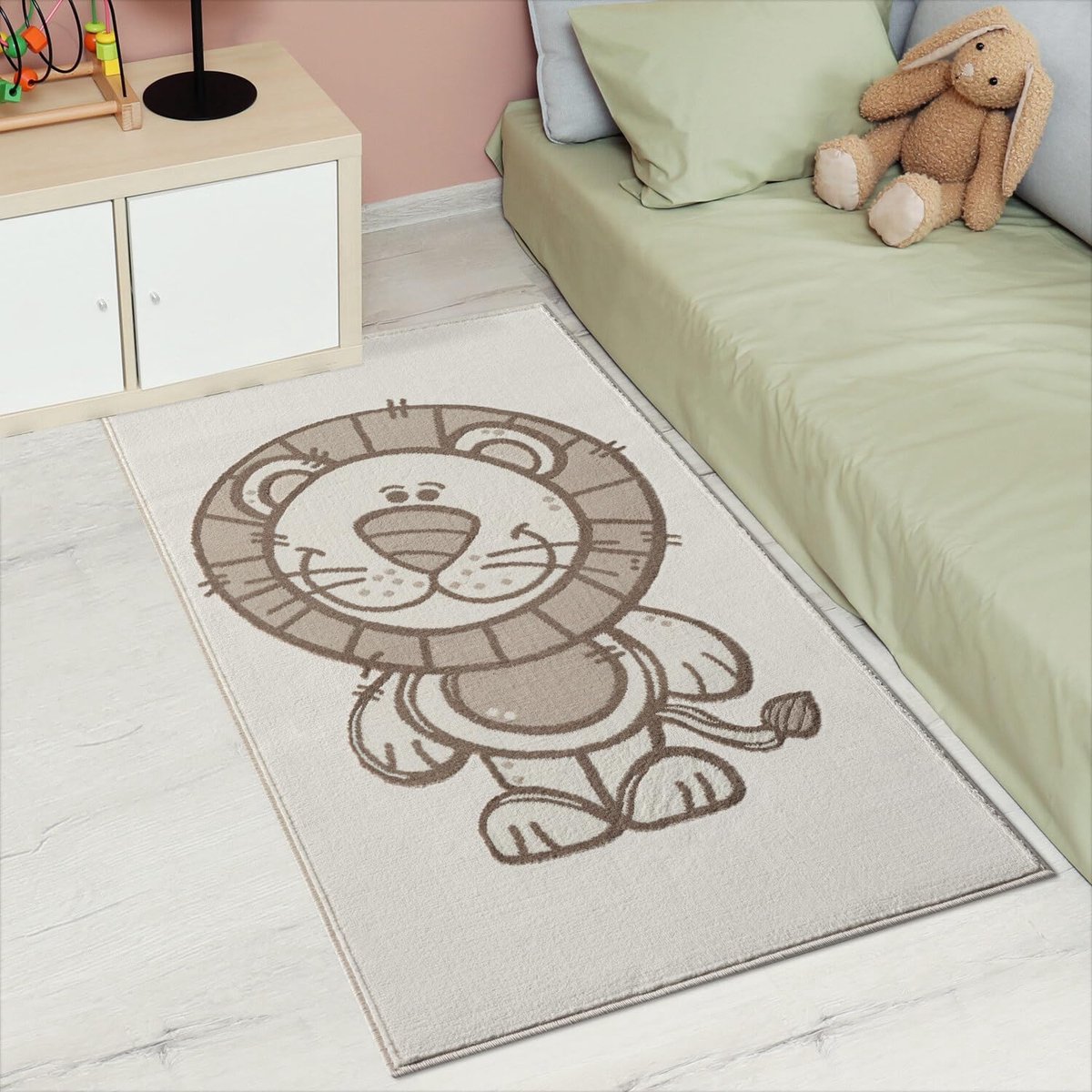 My Ninki ® Zacht Kindertapijt met Dierenontwerp voor Speel- en Kinderkamer - Crème Beige - 80x150 cm