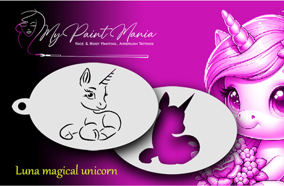 Facepainting Stencil Luna Magical Unicorn