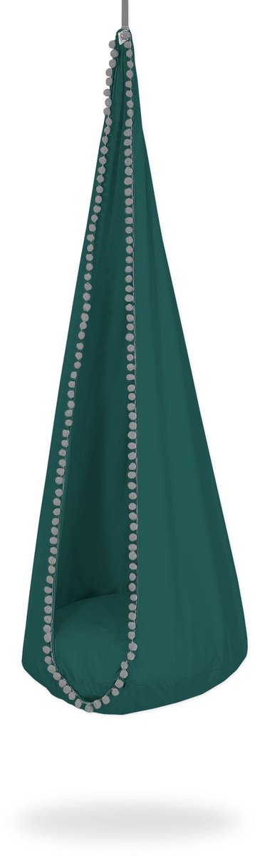 Hangende schommelhangmat cocoon - flessengroen