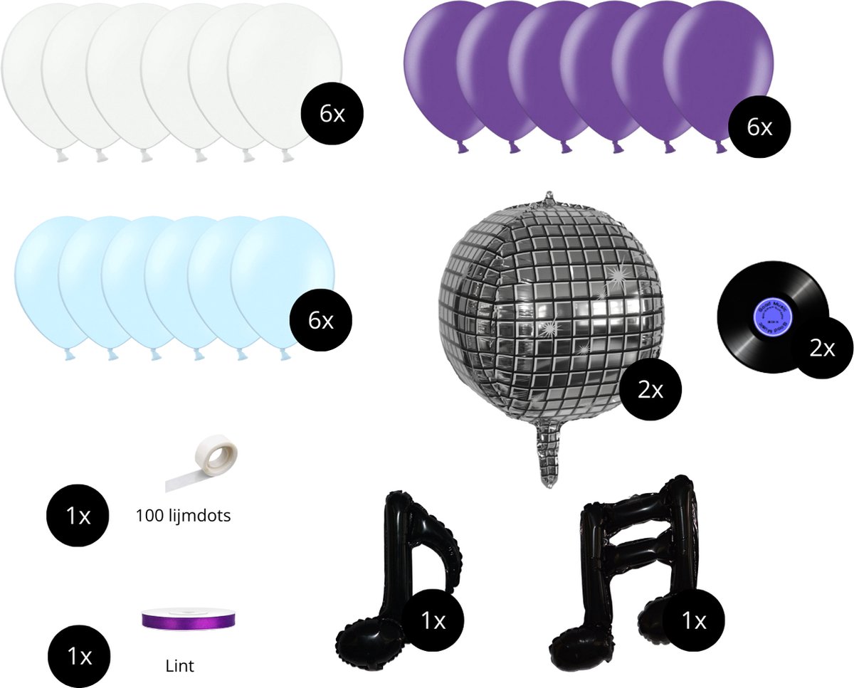 My Theme Party - 1set Discobal ballon kit - Disco paars & zilver ballon kit - Ballonnen feestdecoratie - Disco feest artikelen