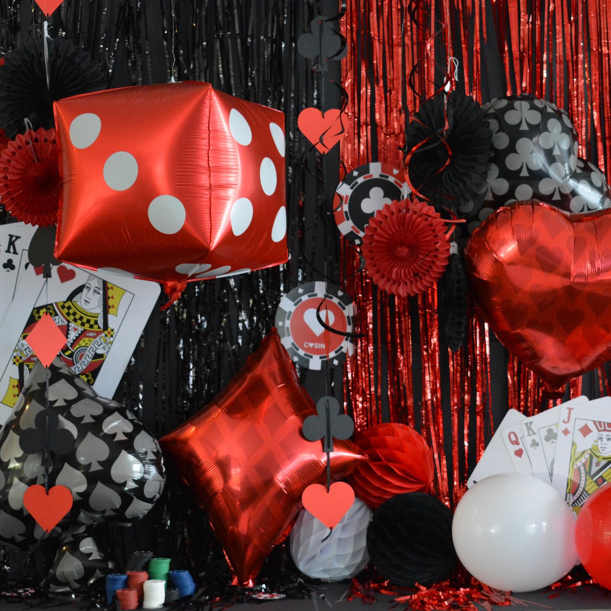 My Theme Party - 55 stuks Casino feestpakket - Poker feestversiering - Las Vegas thema versiering