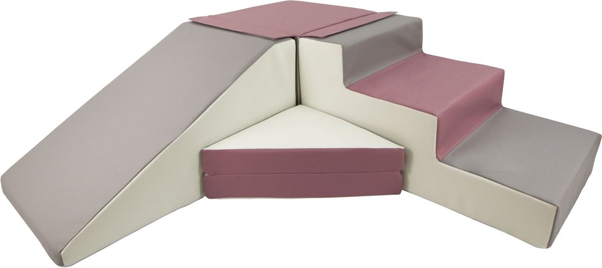 Foam blokken glijbaan - 5 delig - 40 cm hoog - wit, grijs, paars - Viking Choice