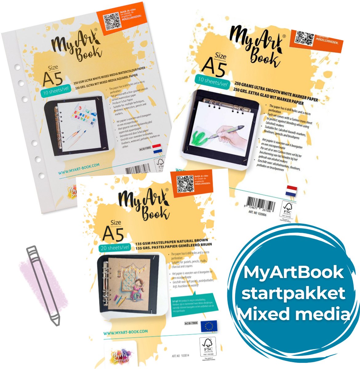 MyArtBook A5 startpakket mixed media
