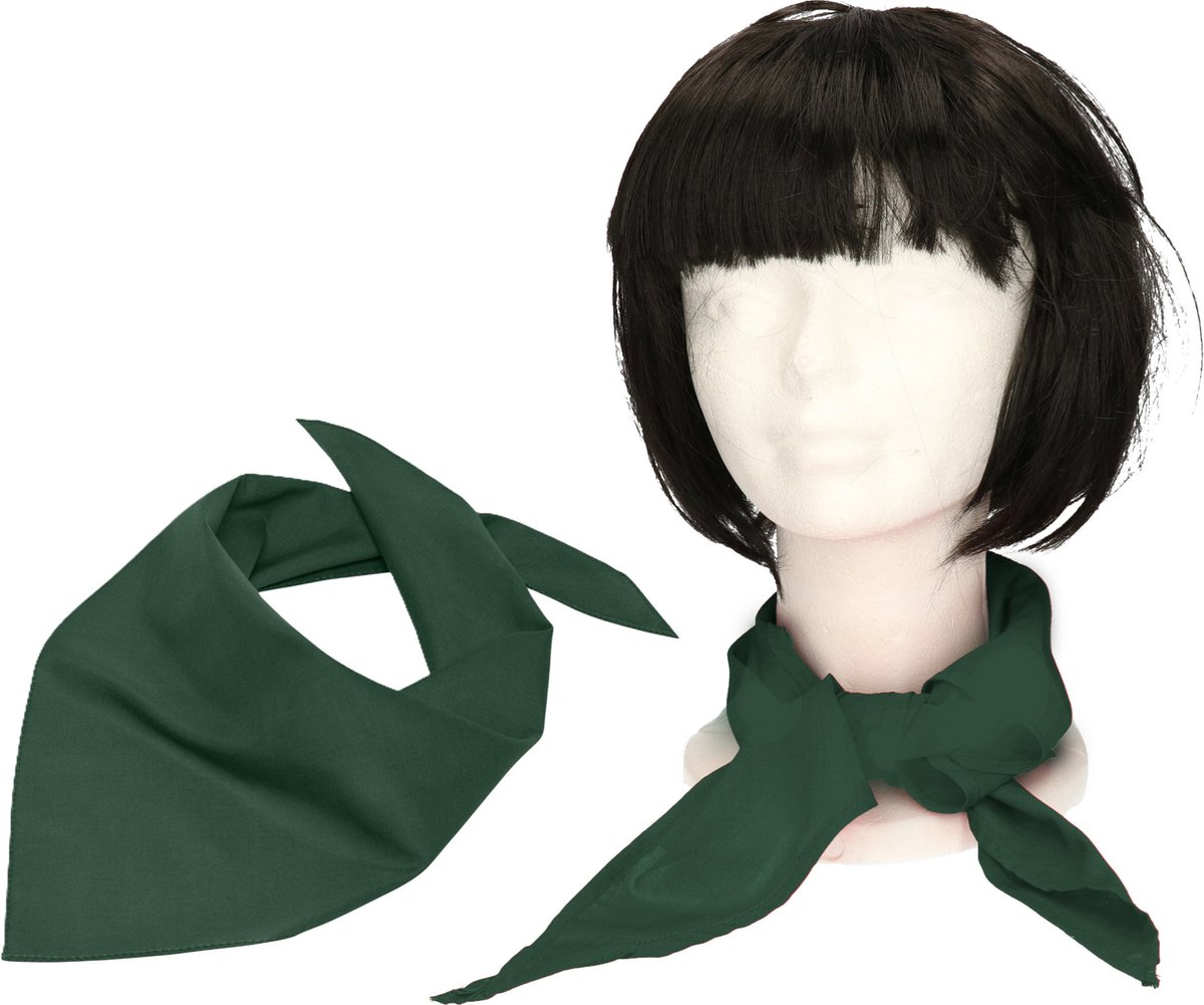 Myrtle Beach Verkleed bandana/sjaaltje - 2x - donkergroen - kleuren thema/teams - Carnaval accessoires