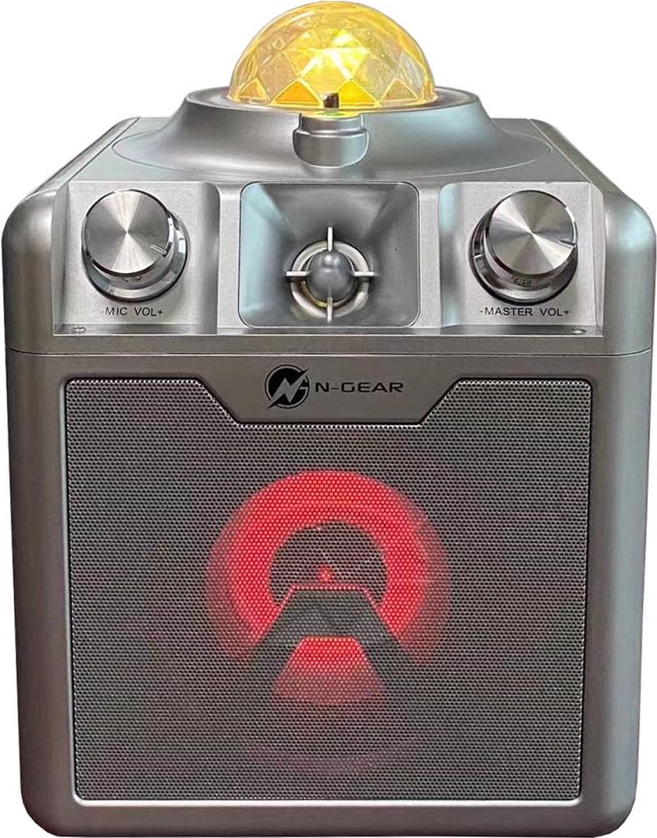   Disco Star 710 Silver - Karaoke Speaker - Starprojector - 2 Microfoons