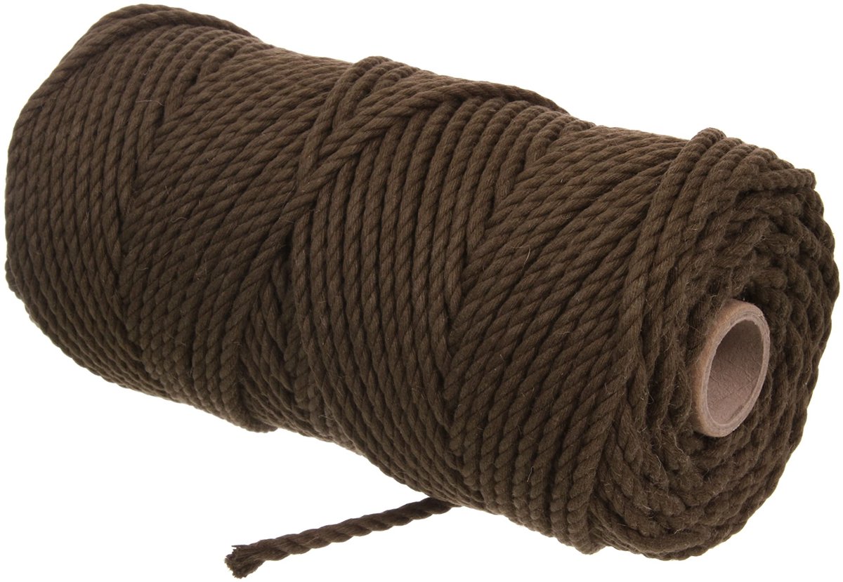 Macramé garen Macramé koord 5 mm 100 m 3PLY natuurlijk katoendraad Katoenen koord - dromenvanger, bloempot, haaknaald (olijf)