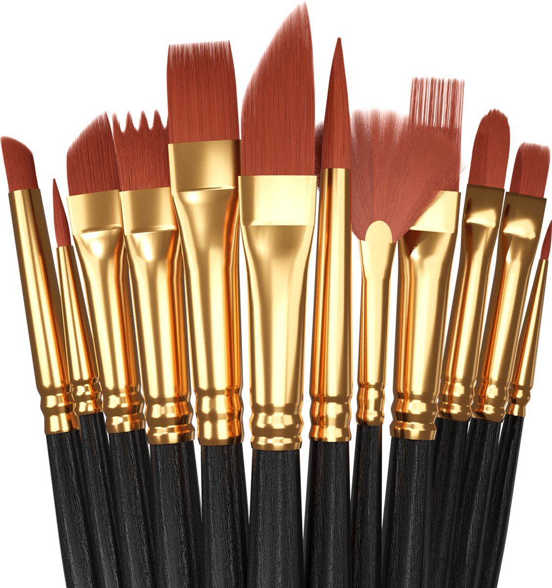 NAPI Penselen Set 12 Stuks - Kwasten voor Aquarel, Olieverf, Acrylverf, Waterverf, Schmink - Geschikt voor Schilderen, Modelbouw en Gouache
