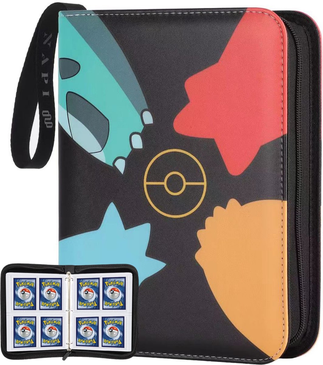 NAPI Pokémon Verzamelmap - Pokemon Map - Pokemon Kaarten Map - Map voor 400 Kaarten - 50 Pagina’s - 4 Pocket - Premium Kwaliteit - Zwart - Celebrations