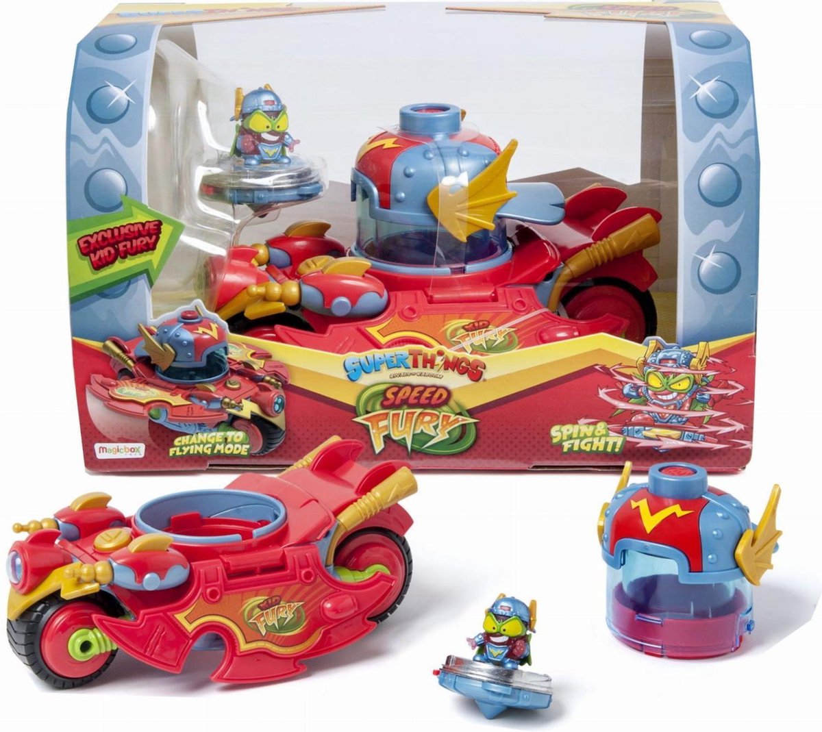 SuperThings Speed Fury-voertuig plus een Kid Fury-figuur
