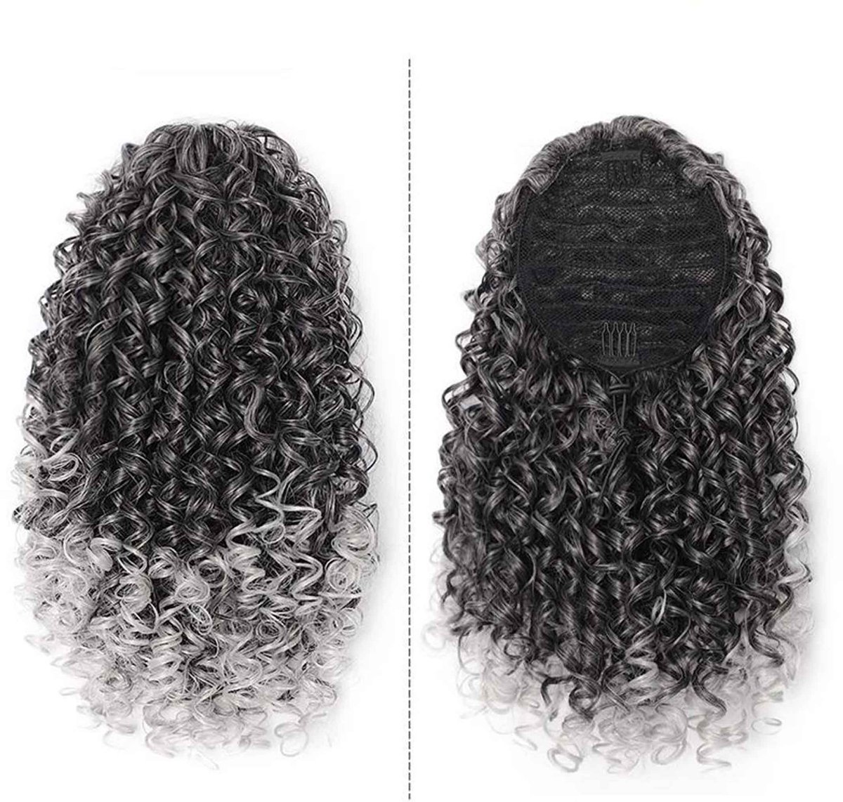 Afrikaanse Krullende Paardenstaart Pruik - Clip-in Synthetisch Hittebestendig Haar - Natuurlijk Uitziend & Lichte Textuur - Perfect voor Feesten, Cosplay & Alledaags