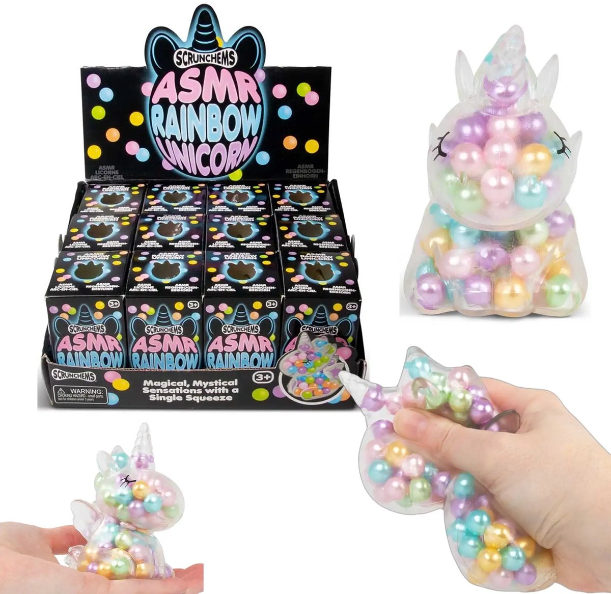 Magische Stressbal Eenhoorn - ASMR - 1 exemplaar - Kinderen - Volwassenen - Knijpbal - Voor de hand - Fidget - 7 cm