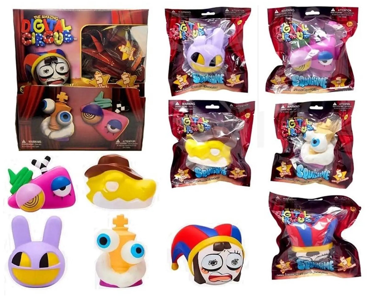 The Amazing Digital Circus Squishme stressbal - 1 exemplaar - Super Zacht - Foam - Knijpbal - 8 cm