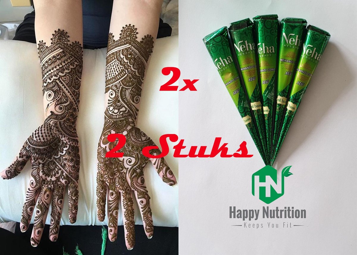2 X Stuks Henna Tattoo - Tijdelijke Tatoeage - Festival Tattoe - Zomer feest tatoeages - Festival Tattoo -   - Henna Tattoo inkt pasta 2 cones 2 tubes 25 Gram/tube - Natuurlijke Kruiden - Henna pasta - 25 gr/tube