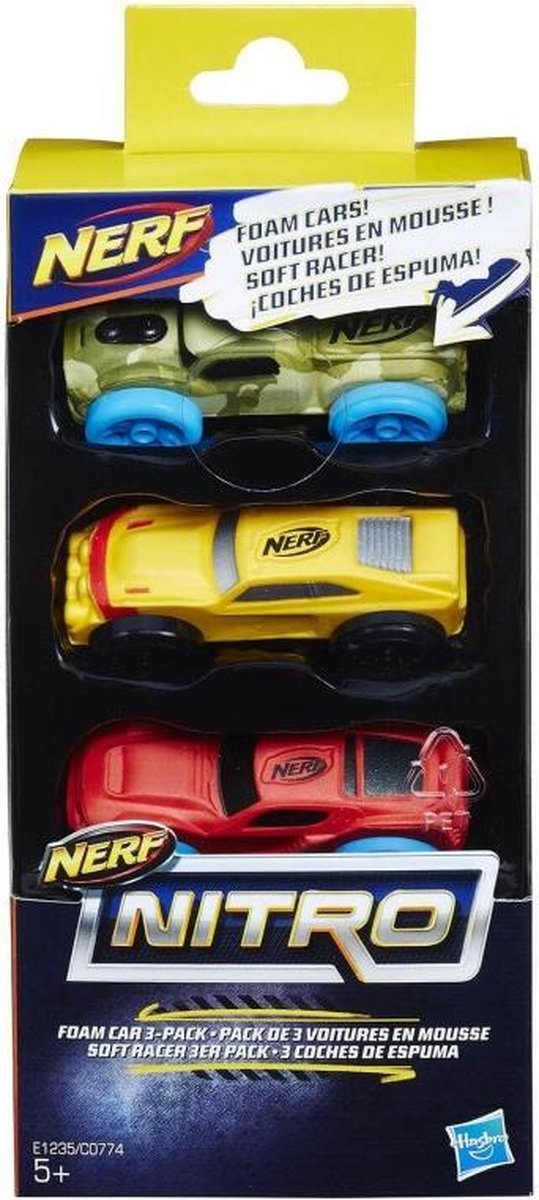 NERF Nitro Schuimautos 3 stuks - rood, oranje en groen