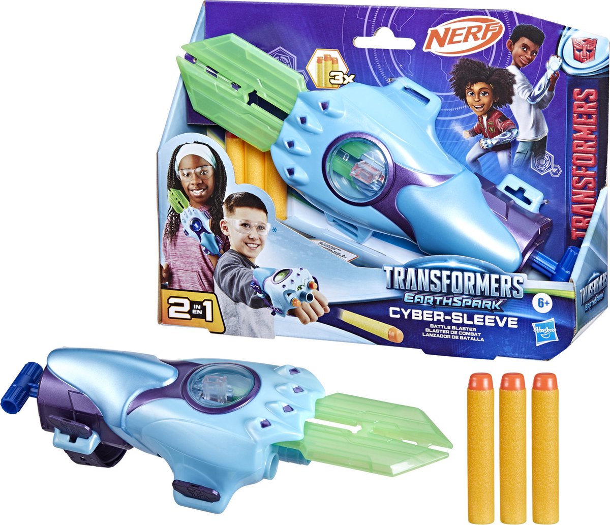 Transformers   EarthSpark Cyber-Sleeve Battle   - inclusief 3  -darts en Cyber-Sword