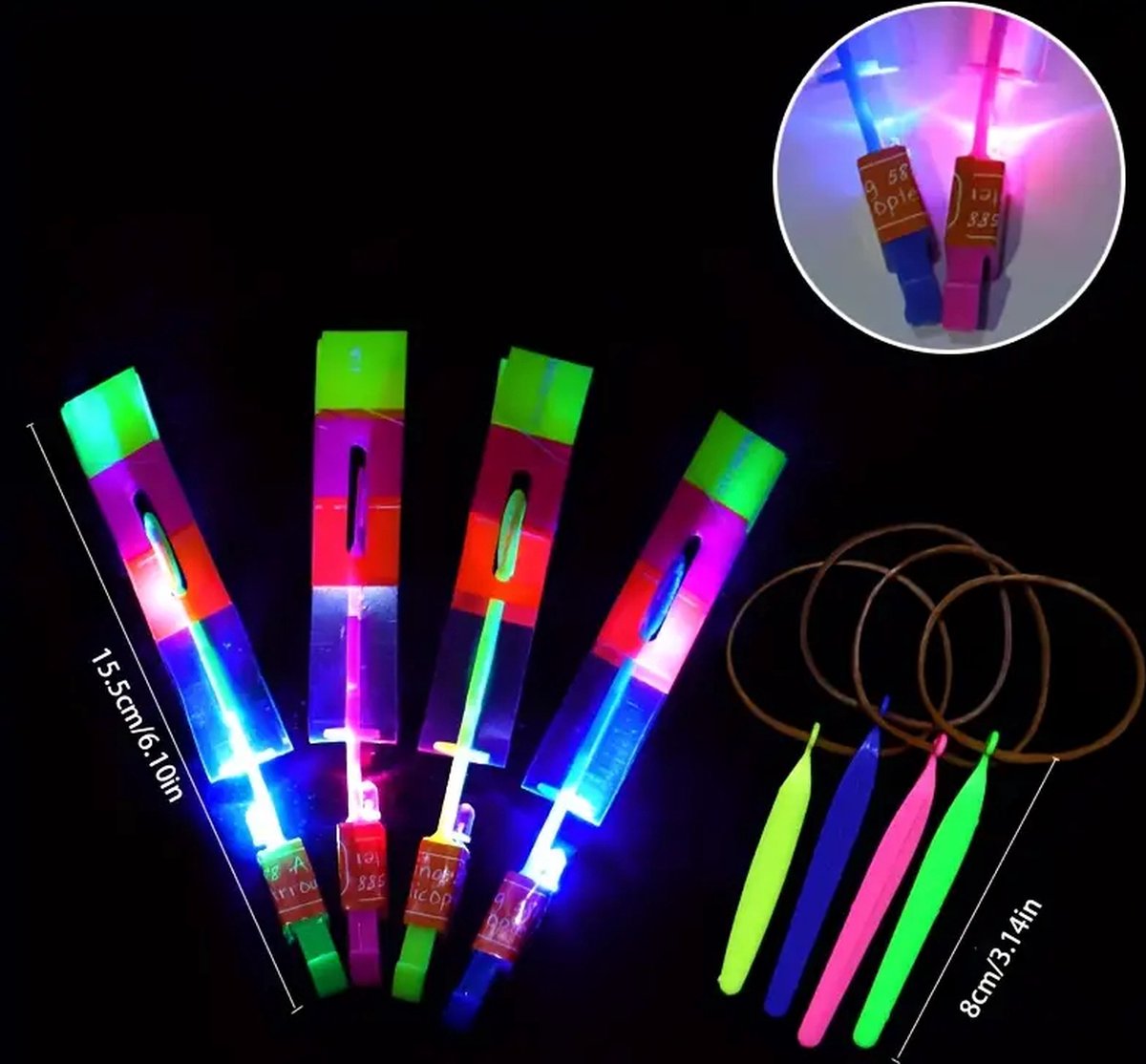 Niba® Elastische Katapult Helicopter - Set van 10 Schietpijltjes - Oneindig Veel Plezier - SkyGlow Avonturen: Elastische Katapult Helicopter - Magisch Licht - Willekeurige kleuren - Leuke Traktatie - TikTok