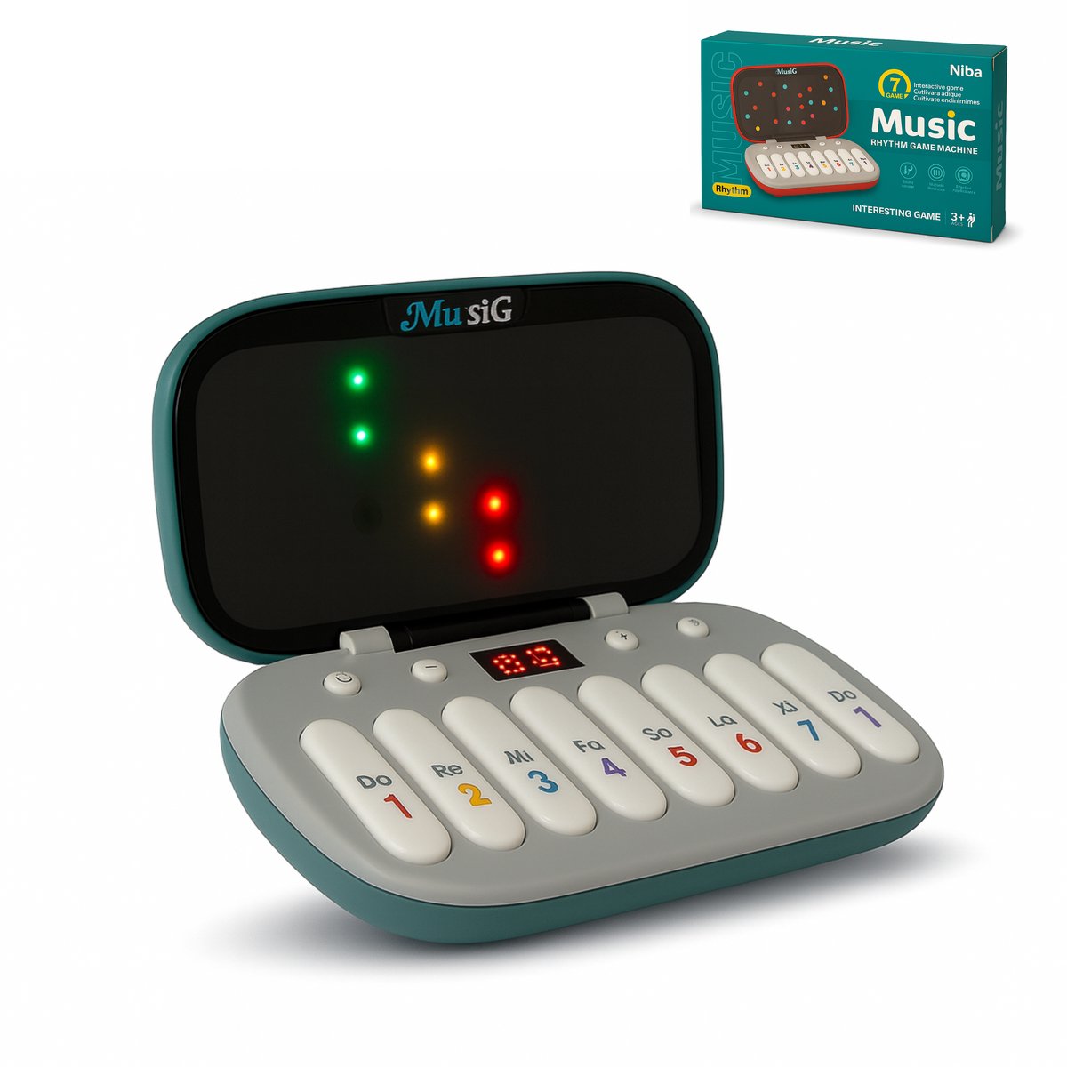 Niba® Elektronisch Piano Muziekspel Groen voor Kinderen - Rhythm Game Machine met Licht & Geluid - 7 Speelmodi - Piano, Gitaar, Trompet & Meer - Educatief Speelgoed Vanaf 3 Jaar