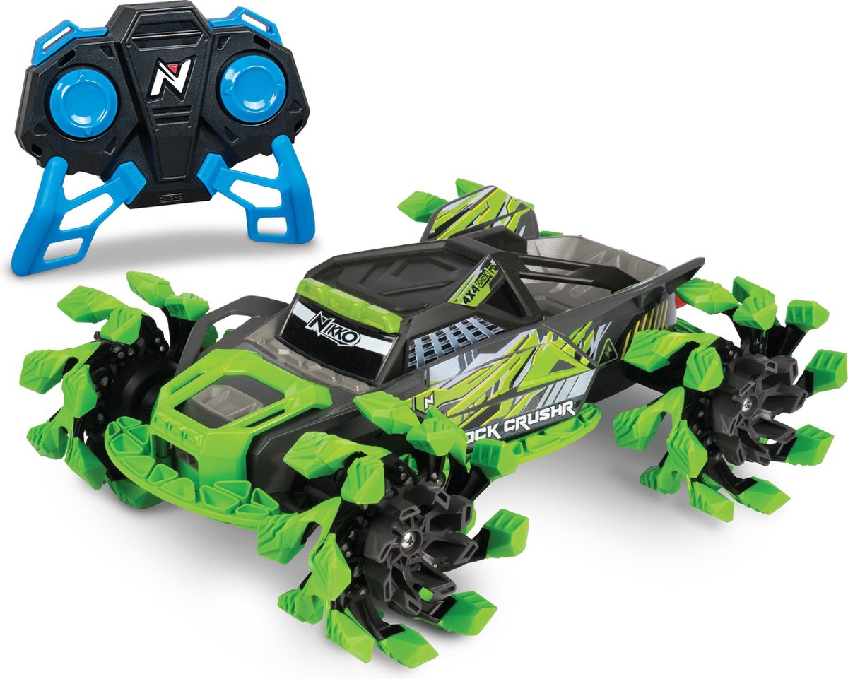 NIKKO RC 10211 Rock CrushR, Bestuurbare Auto RC Auto, Offroad Voertuig tot 14 km/h, Automatisch Uitschuifbare Wielen, Extra Grip, 100 m Bereik, 2,4 GHz, Voor Kinderen vanaf 6 Jaar & Volwassenen, ca. 33 cm, Groen