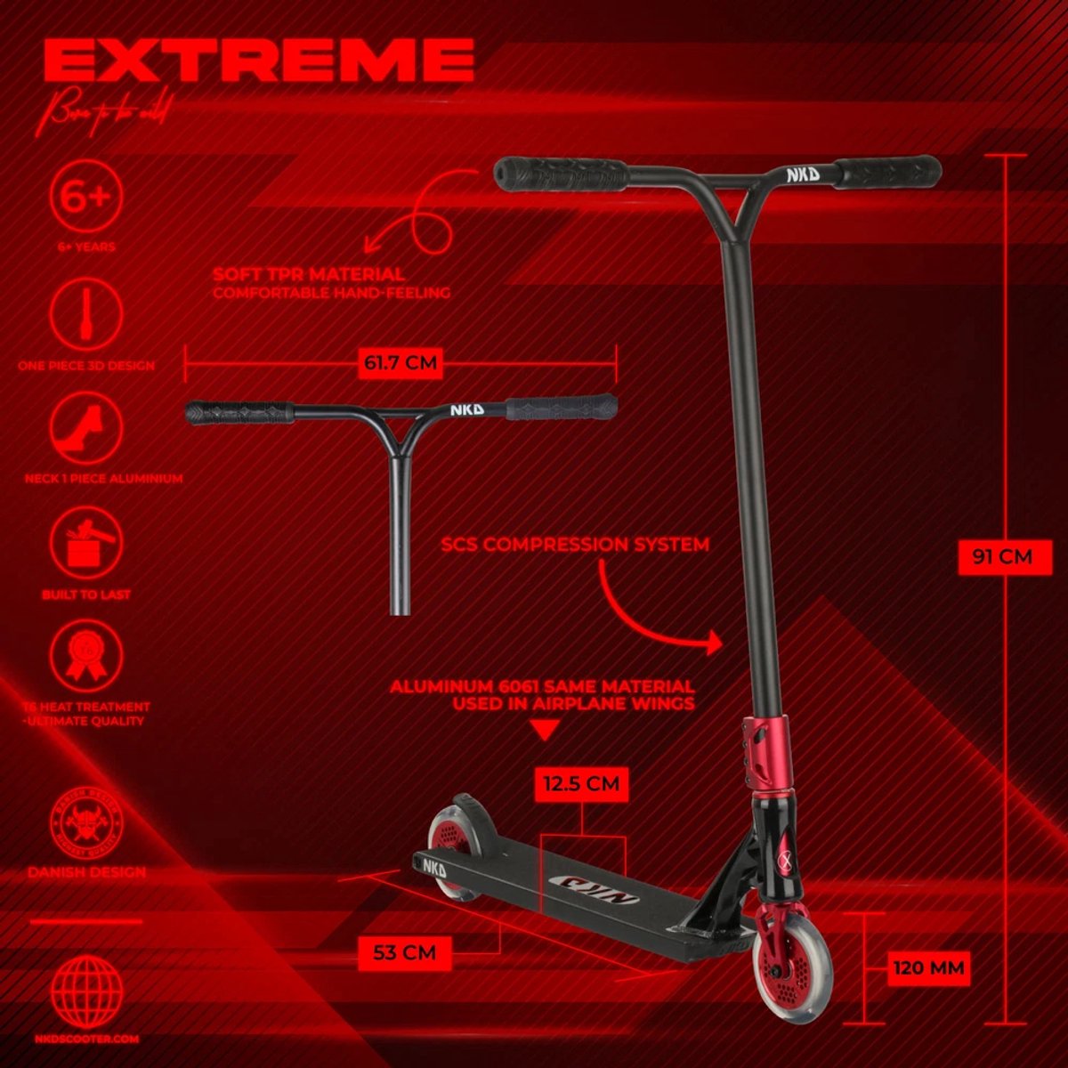 NKD Extreme Stuntstep Black / Red 91cm