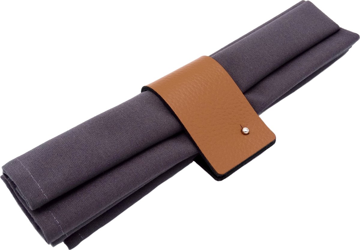 NOOBLU Gift set MANCHET & LINNEN - cognac - 8 servet sets