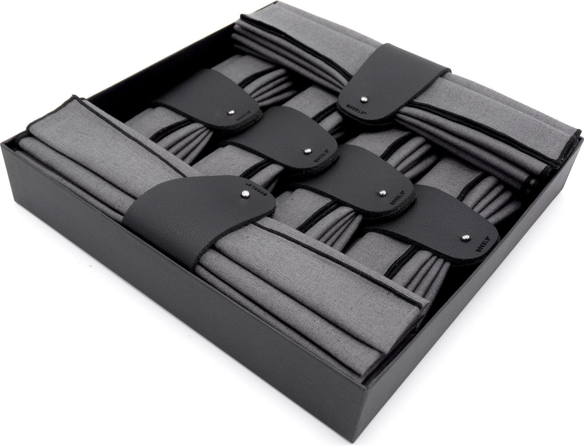 NOOBLU Manchet & Linnen - PEBL zwart/ antra - 6 sets