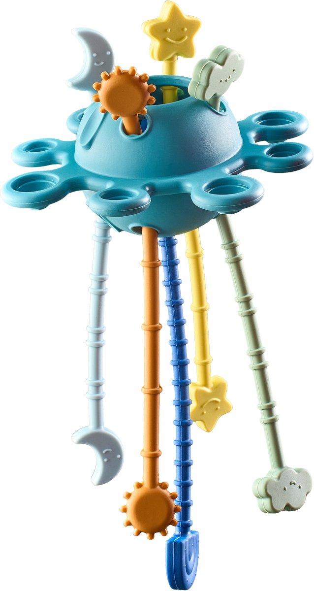 NOOVI® Sensorisch Baby Speelgoed UFO - Montessori - Educatief Kinderspeelgoed - Badspeelgoed - Bijtring - Kraamcadeau - Blauw