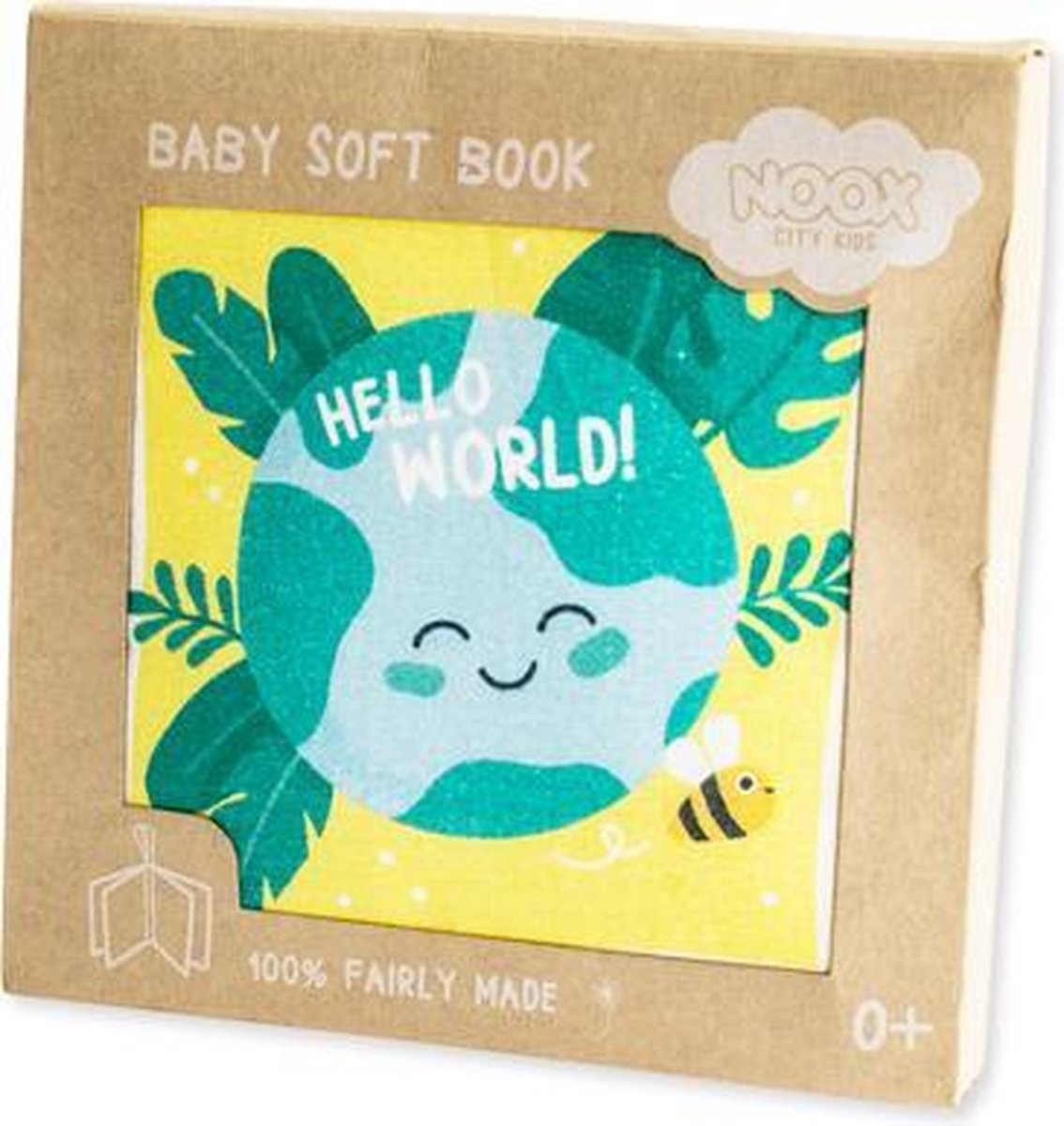 Zacht babyboekje hello world (nieuw!) 100% katoen en fairly made