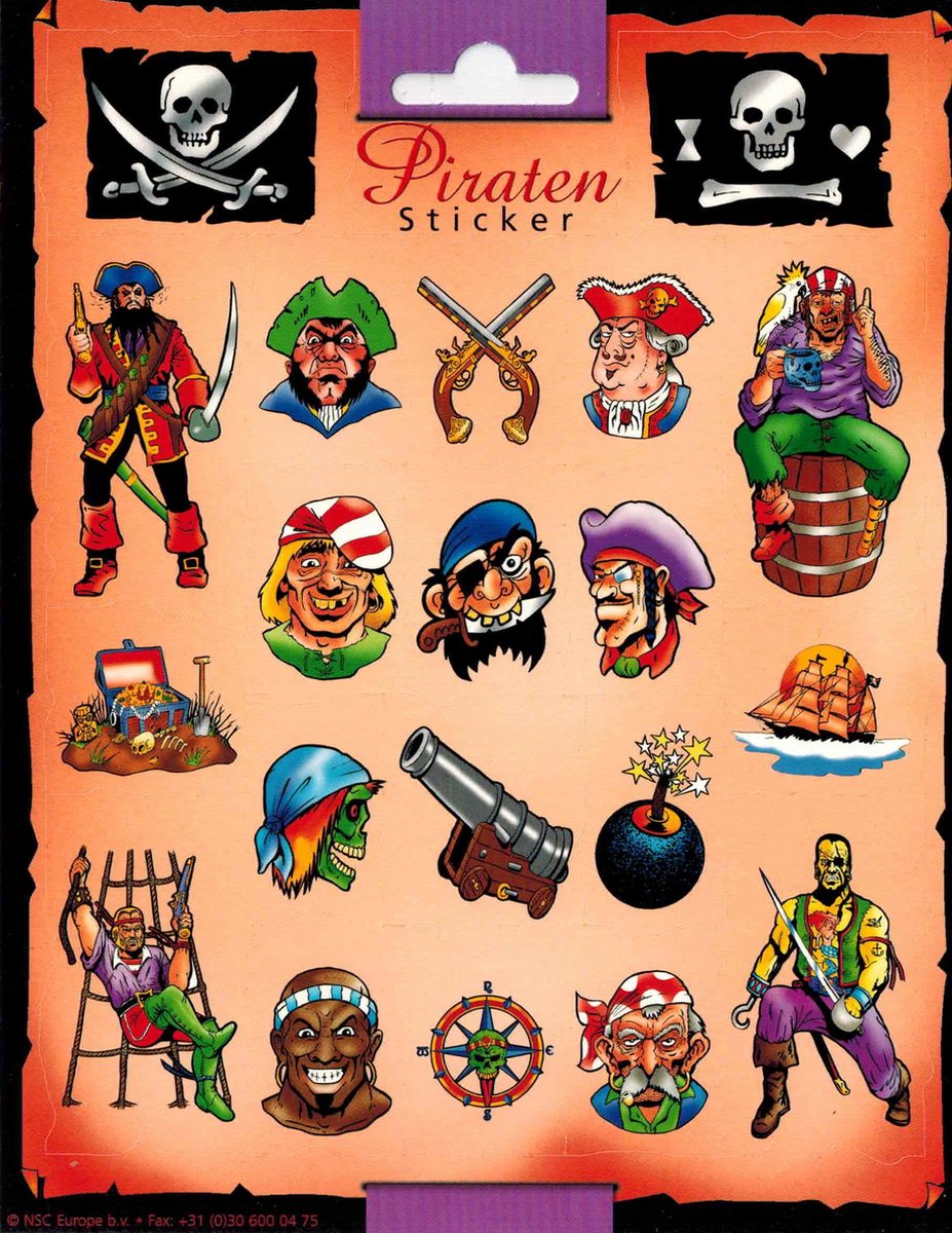 Piraten Stickers - Piraat - Set van 3 vellen