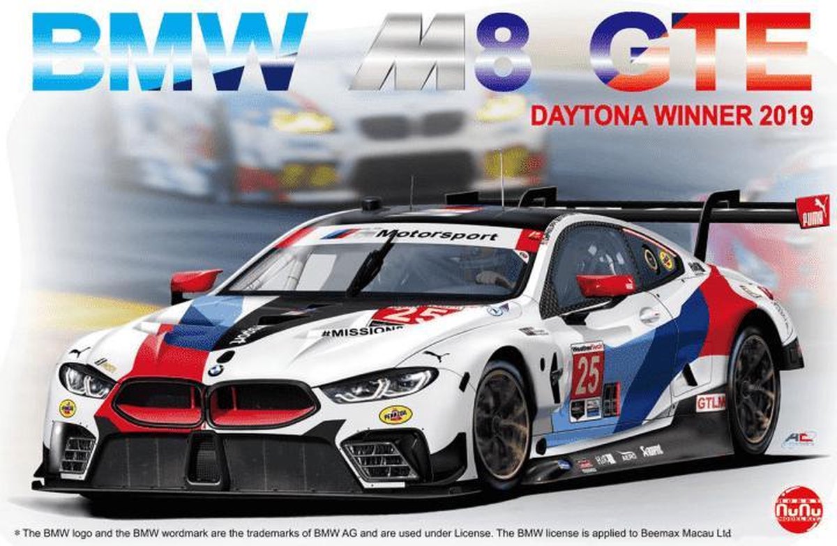 1:24 NuNu 24010 BMW M8 GTE 2019 24 Hours of Daytona Winner Plastic kit