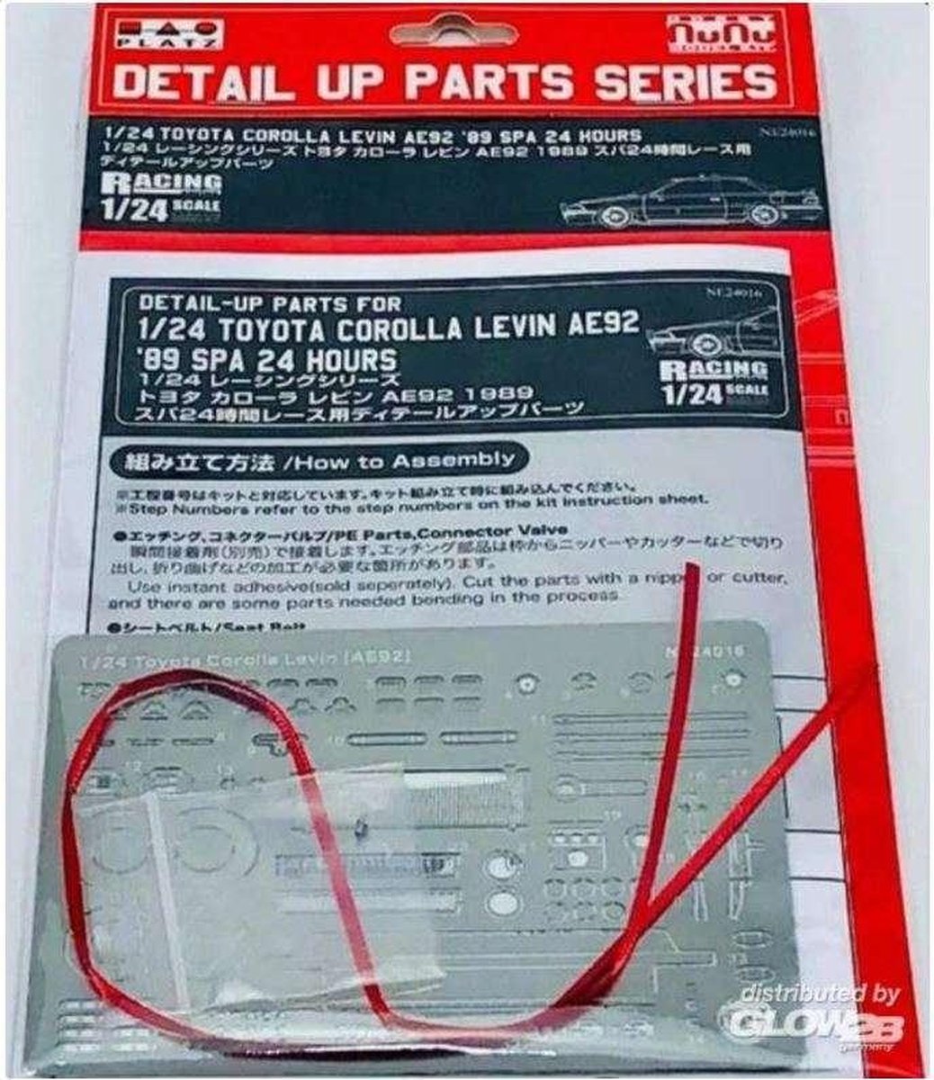 1:24 NuNu 24016 Toyota Corolla Levin AE92 1989 SPA - Detail Up Parts Photo-etch