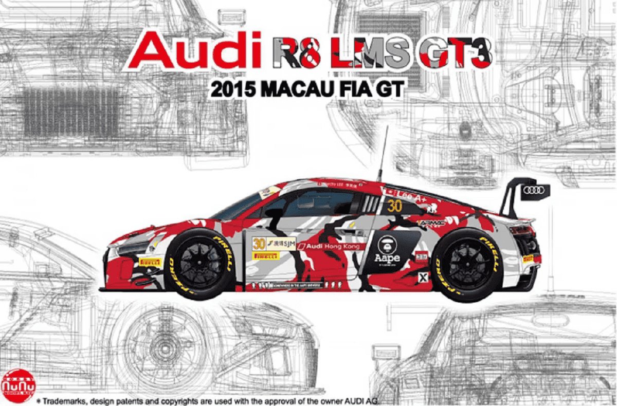 1:24 NuNu 24028 Audi Hong Kong R8 2015 Macau GT Plastic kit