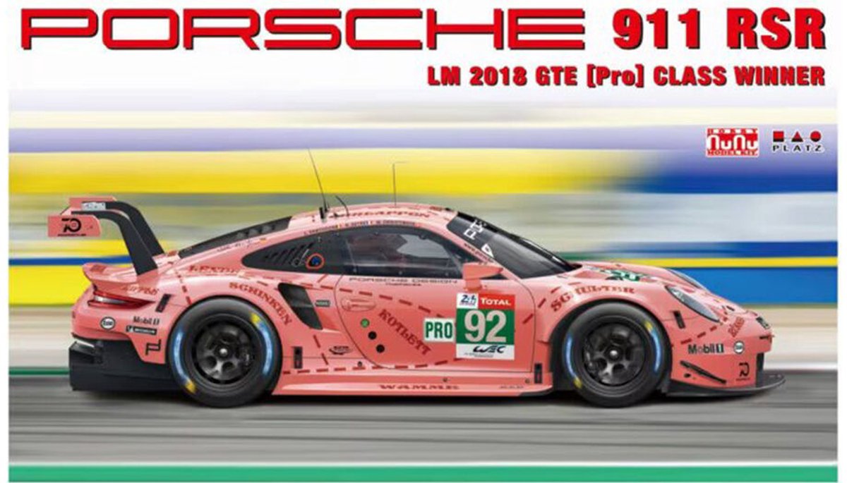 NuNu Modelbouwpakket Auto - 24040 Porsche 911 RSR 2018 LM GTE Class Winner - Auto Plastic - 1:24 -
