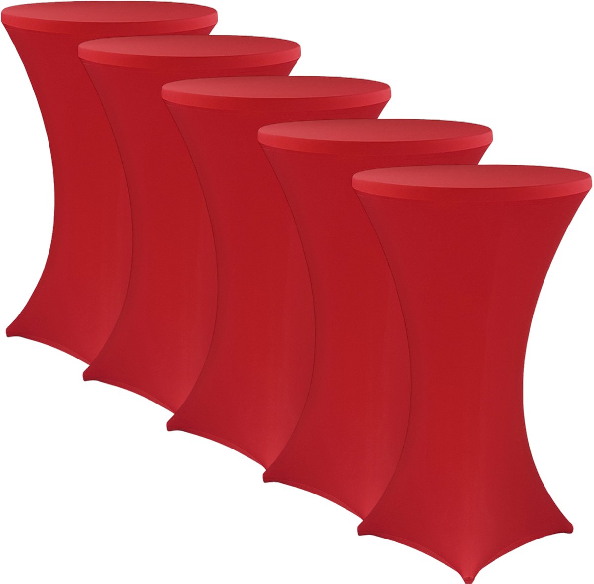 NYVI Sta-tafelhoes NYVIGala Rood Ø 60-65 cm - Set van 5 - Elastische premium stretchhoezen voor standaard bistro- & statafels - Rekbare tafelbekleding