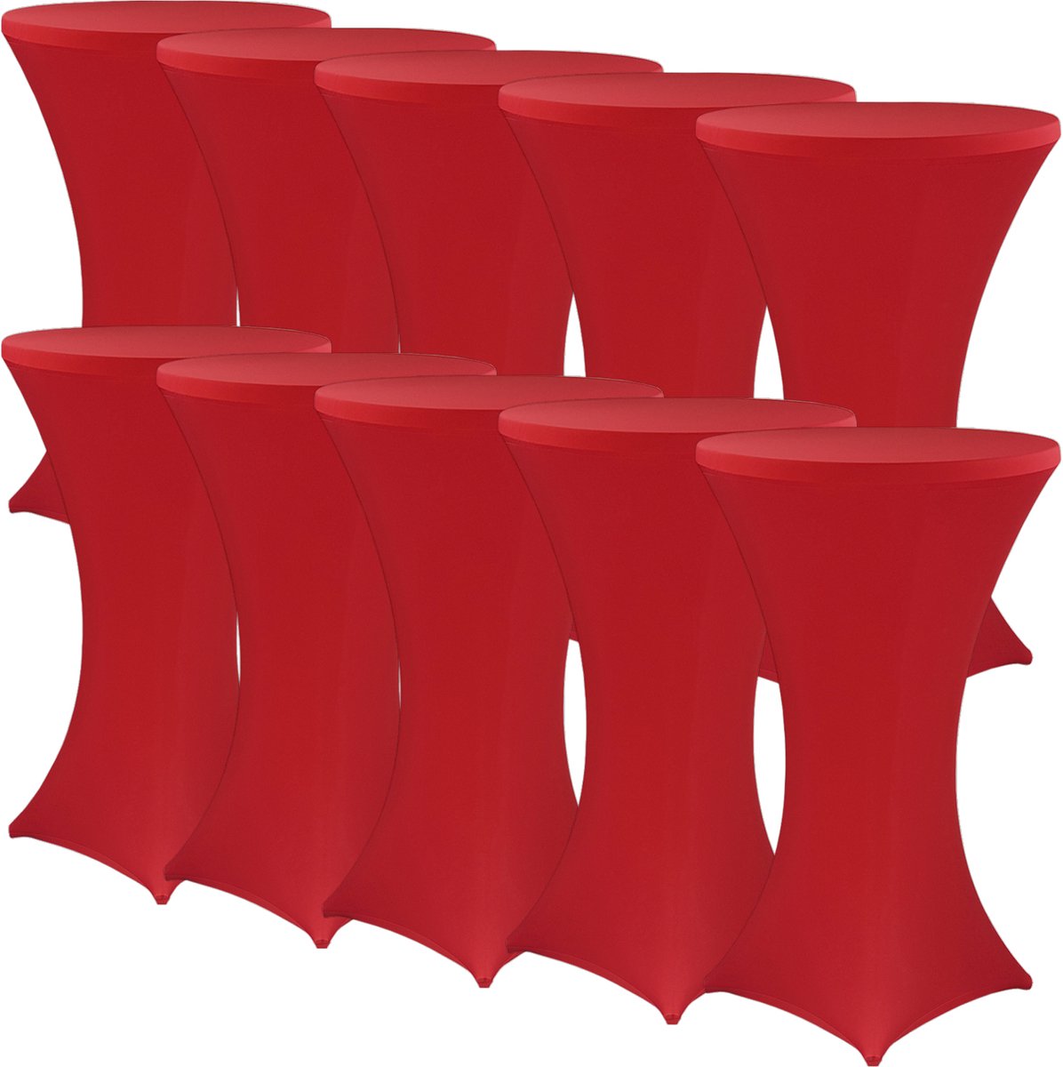 NYVI Sta-tafelhoes NYVIGala Rood Ø 80-85 cm - Set van 10 - Elastische premium stretchhoezen voor standaard bistro- & statafels - Rekbare tafelbekleding