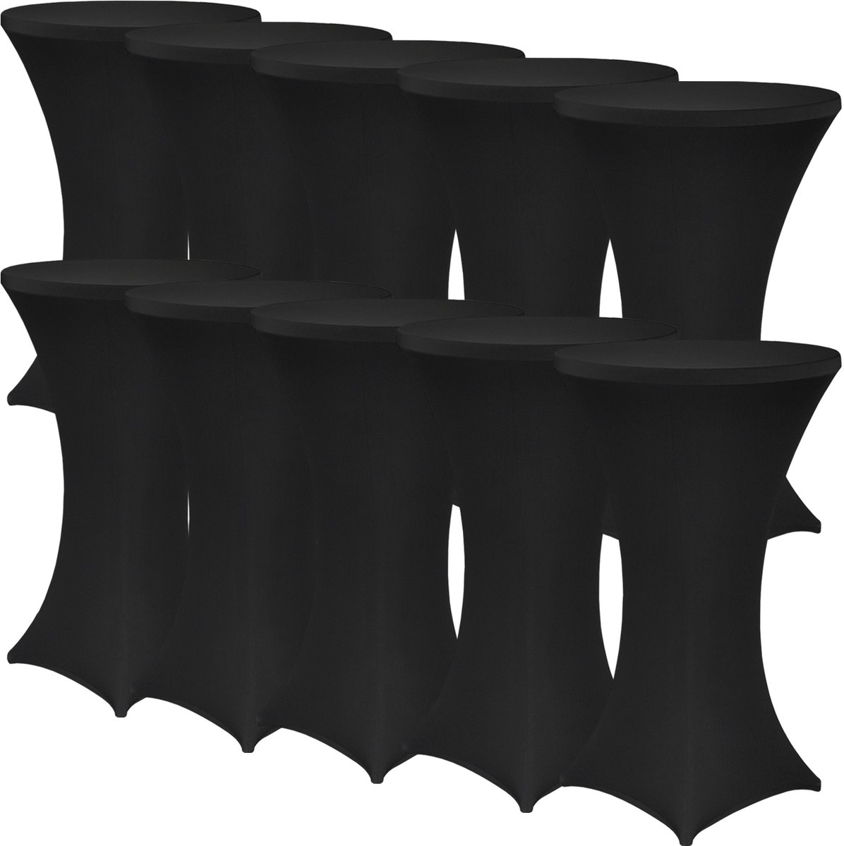 NYVI Sta-tafelhoes NYVIGala Zwart Ø 60-65 cm - Set van 10 - Elastische premium stretchhoezen voor standaard bistro- & statafels - Rekbare tafelbekleding