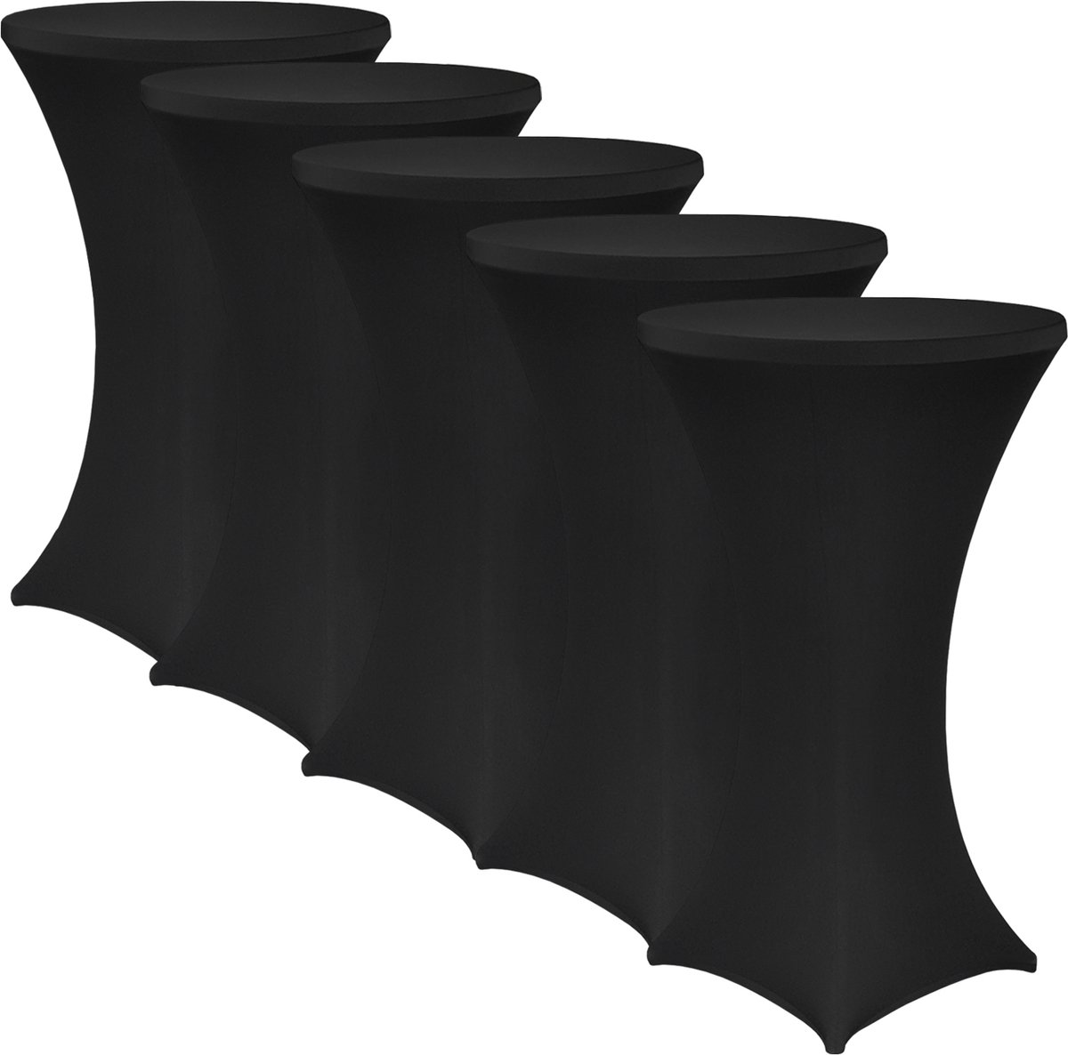   Sta-tafelhoes  Gala Zwart Ø 60-65 cm - Set van 5 - Elastische premium stretchhoezen voor standaard bistro- & statafels - Rekbare tafelbekleding