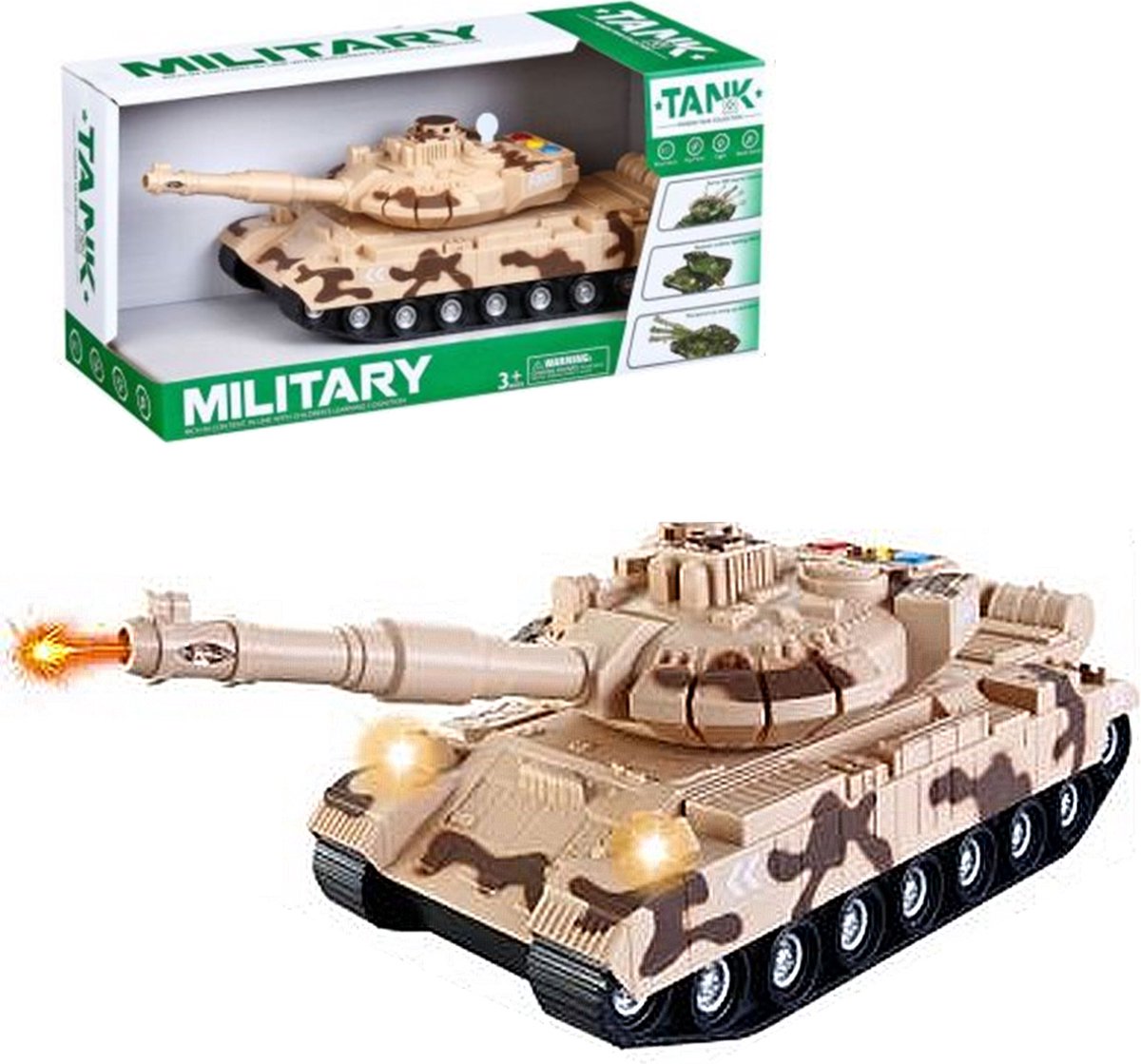698 TOYS - Military speelgoed Tank - Licht en geluid - Frictie motor 31CM