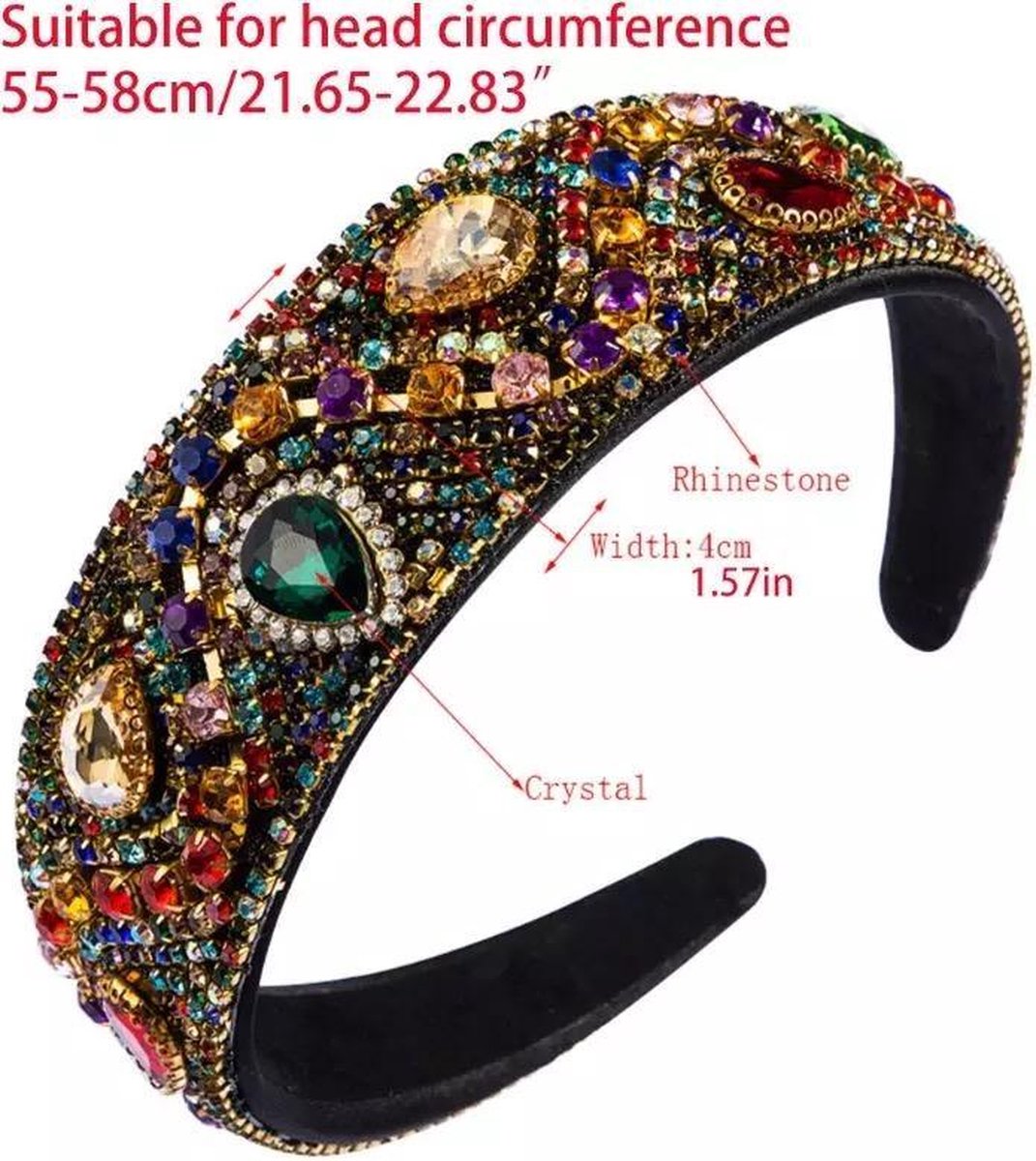Handmade Kleurrijke Barok Strass Haarband l Crystal Faux