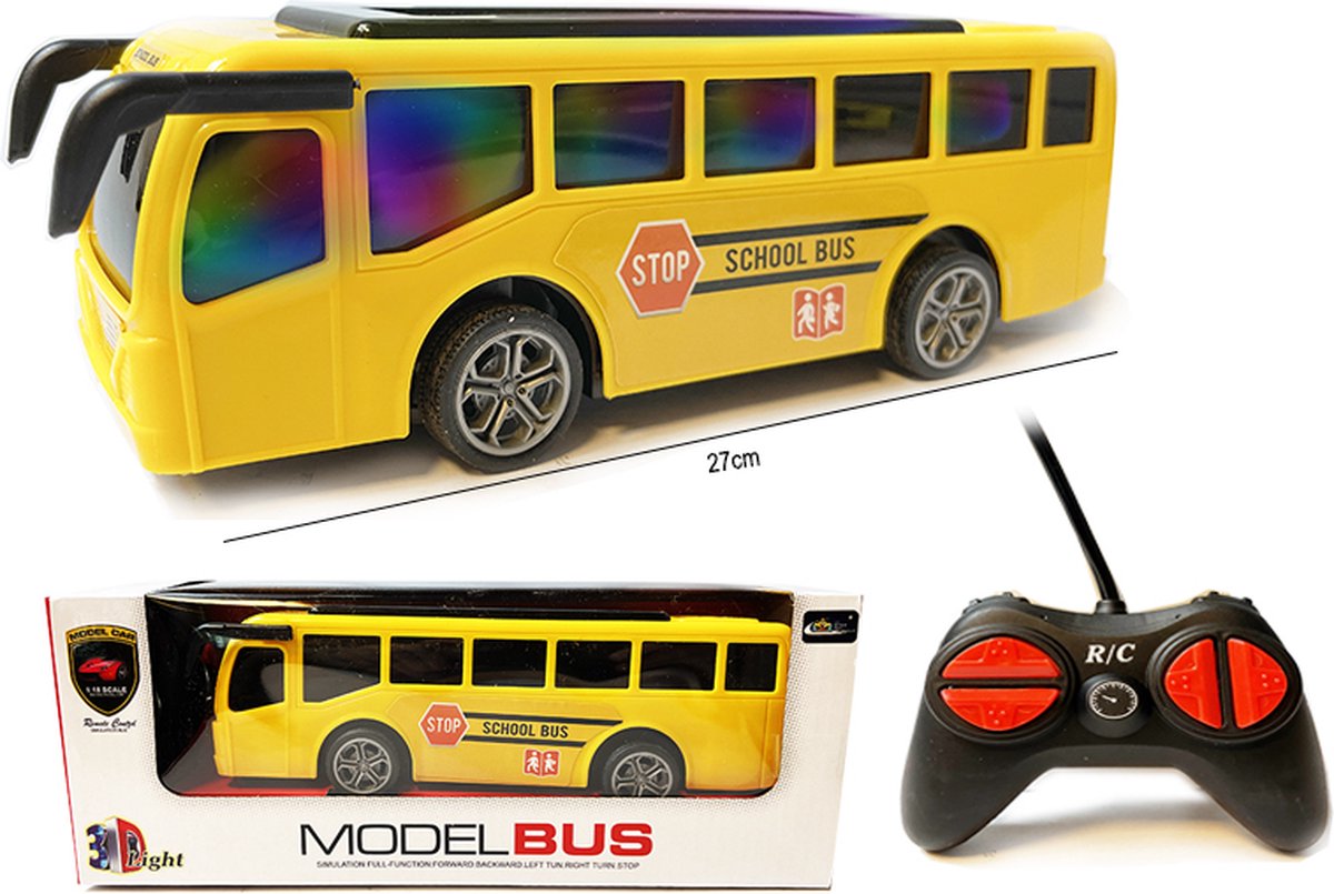 Radiografisch bestuurbare bus - 3D LED LICHT - RC Schoolbus speelgoed - 27CM