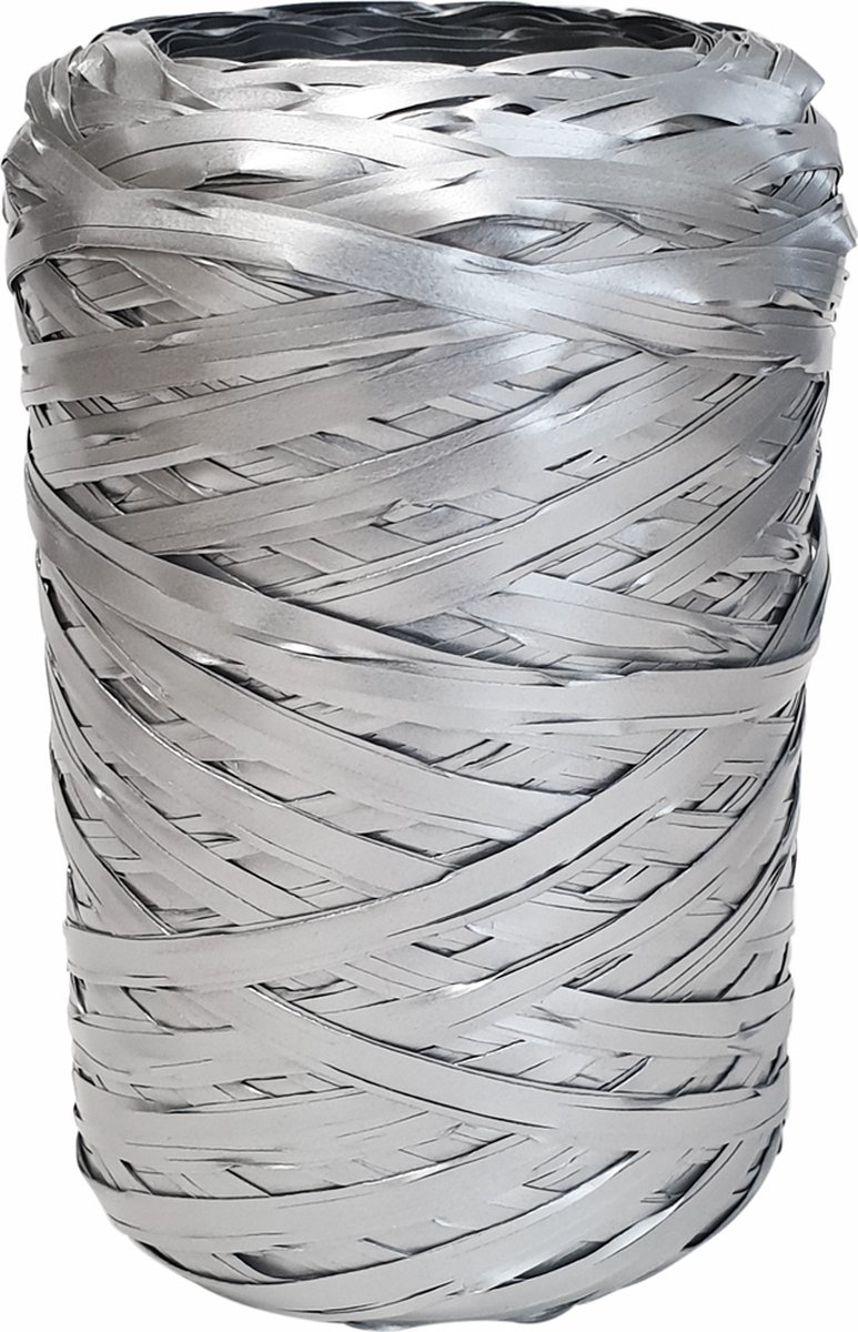 Raffia cadeaulint 5mm x 100 meter zilver