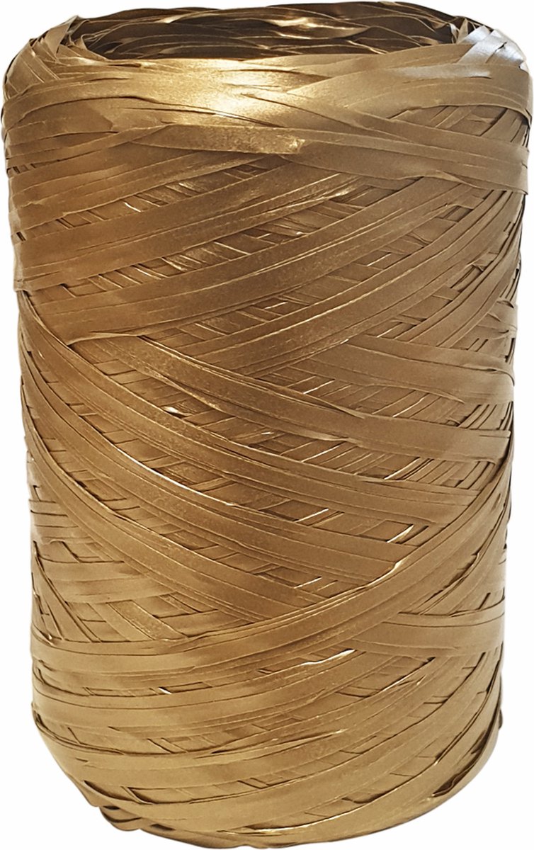 Raffia sierlint 5mm x 100 meter goud