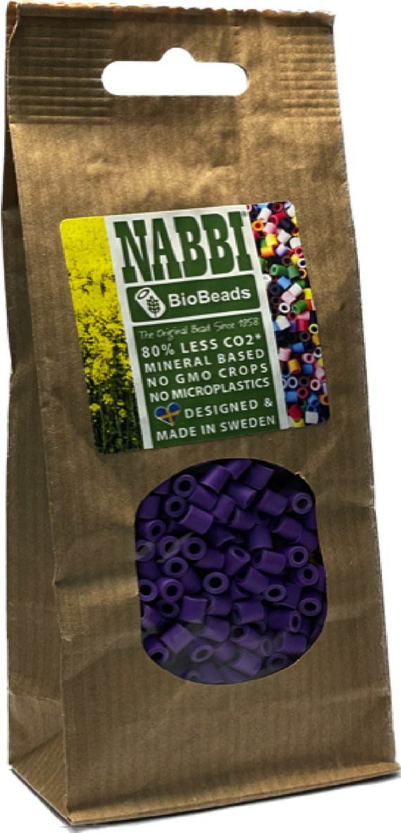 BioBeads van NABBI, donker paars, afm 5x5 mm, gat grote 2.5 mm, medium, 1000 stuk/ 1 zakje