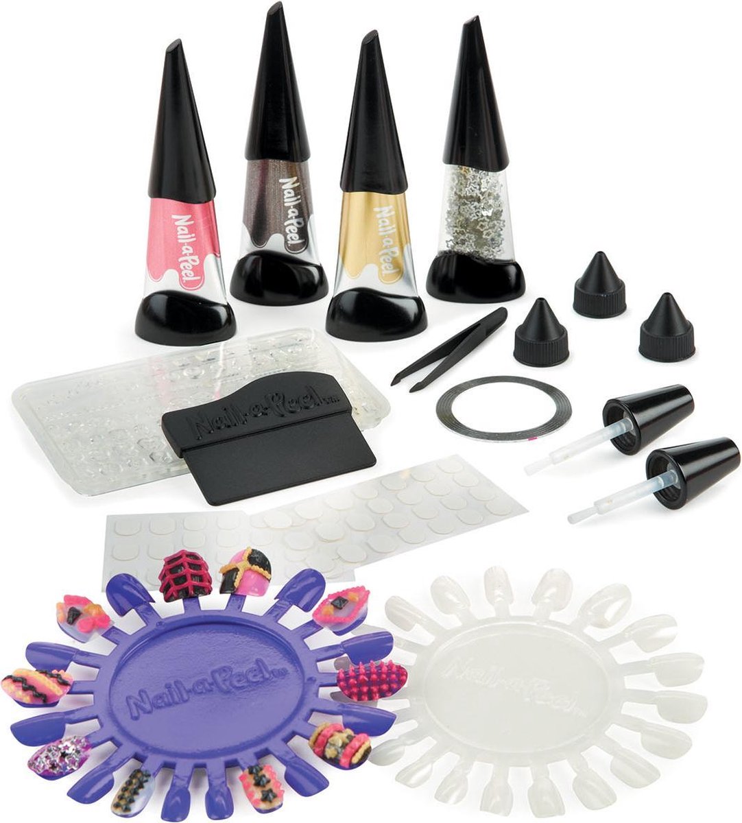 Mga Nagelset Nail-a-peel Deluxe 47-delig Roze/zwart