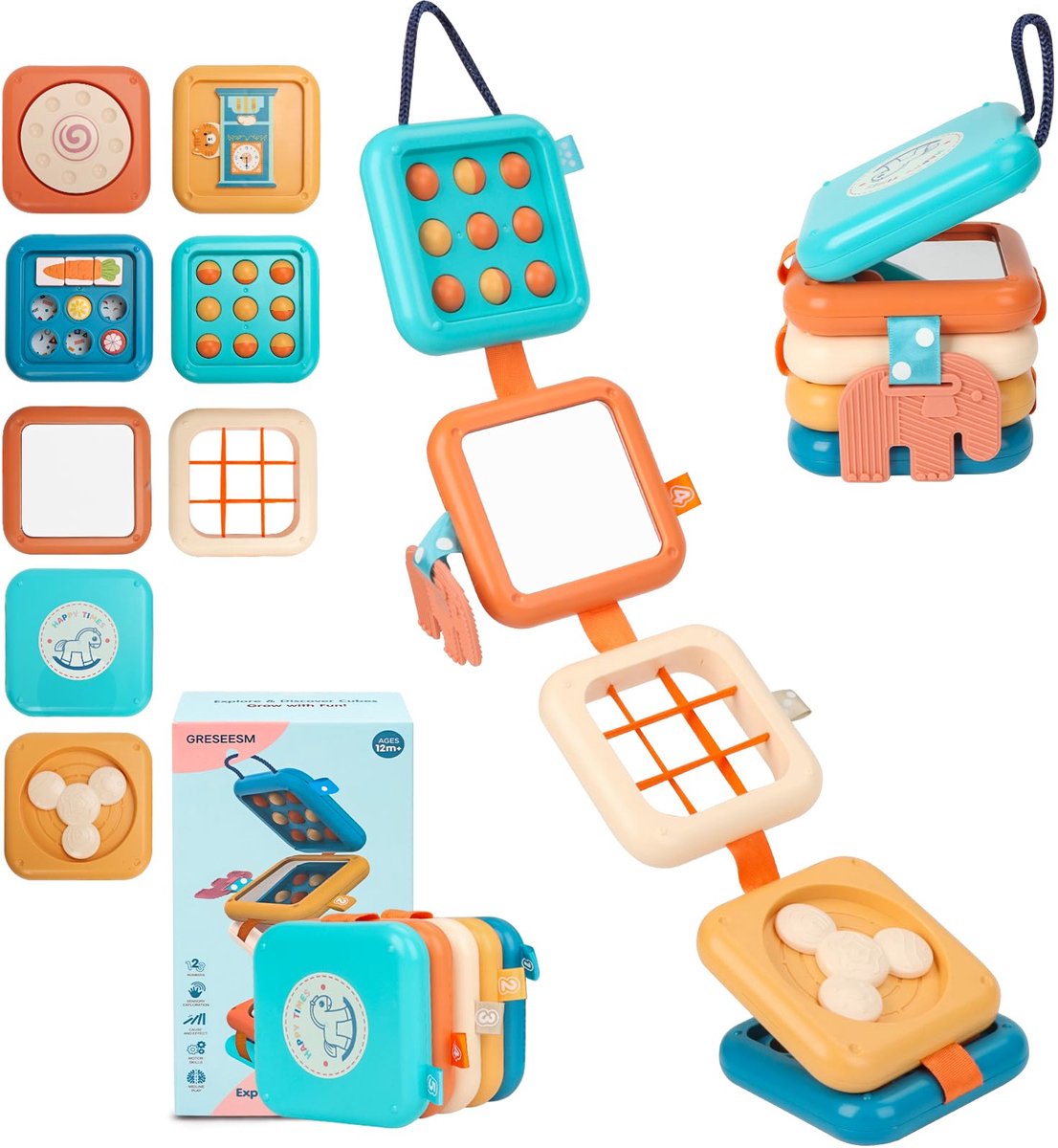 Namajunas - Activiteitenbord voor 1-jarigen - Montessori speelgoed - Sensorisch Speelgoed - 8-in-1 sensorisch reisspeelgoed voor peuters - Educatief Spel - Busy Board - voor Thuis en Onderweg