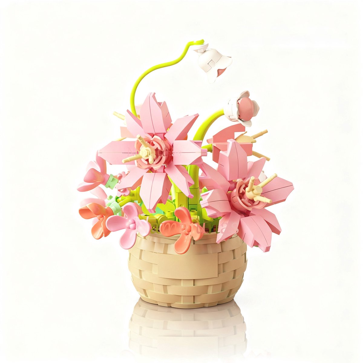 Namajunas - Mini Kunstbloemen Bloemenmand - Bouwsets Volwassenen - Botanical Flowers Collection - Botanical Bloemen - Bouwsets - Parfumlelie - Niet geschikt voor LEGO - Decoratie voor Huis, Cadeau, Kerst, Oudjaar, Nieuwjaar