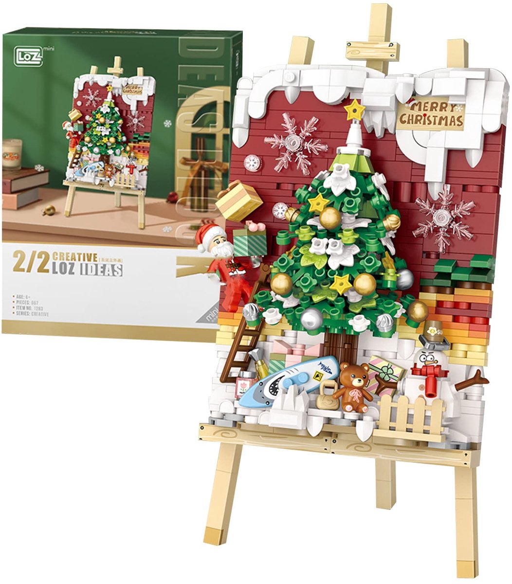 Namajunas - Mini kerstblok 3D schilderij model set - Bouwset - Niet Geschikt voor Lego Mould King - Bouwstenen - Modelbouw volwassenen & kinderen - Cadeautje voor Kerstmis