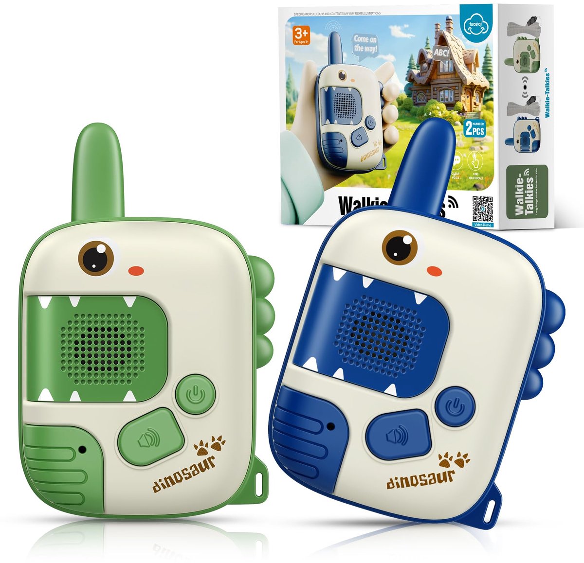   - Walkie Talkie voor Kinderen - Kinderspeelgoed 3-12 jaar - Dinasauri-speeltje - Buitenspellen voor kinderen - Kampeercadeau - Jongen Meisje - Buitenspelen - blauw en groen