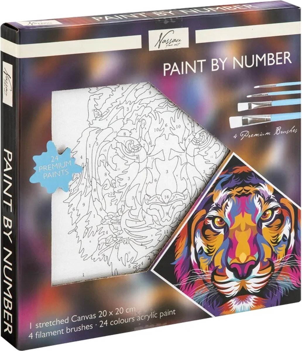 Nassau Fine Art schilderen op nummer Tiger 20 x 20 cm.